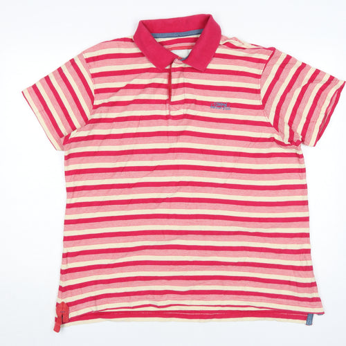 Weird Fish Men's Red Striped Polo Shirt Size L