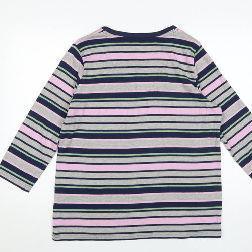 ISLE Women's Multicoloured Striped Henley Tee Size 14