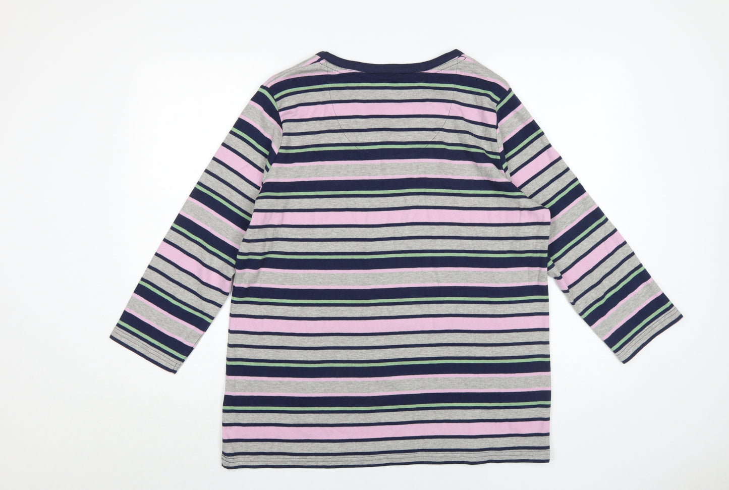 ISLE Women's Multicoloured Striped Henley Tee Size 14
