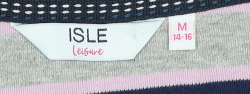 ISLE Women's Multicoloured Striped Henley Tee Size 14