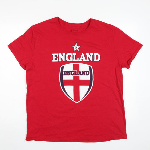 Hanes Men's Red England Graphic T-Shirt, XL, Cotton