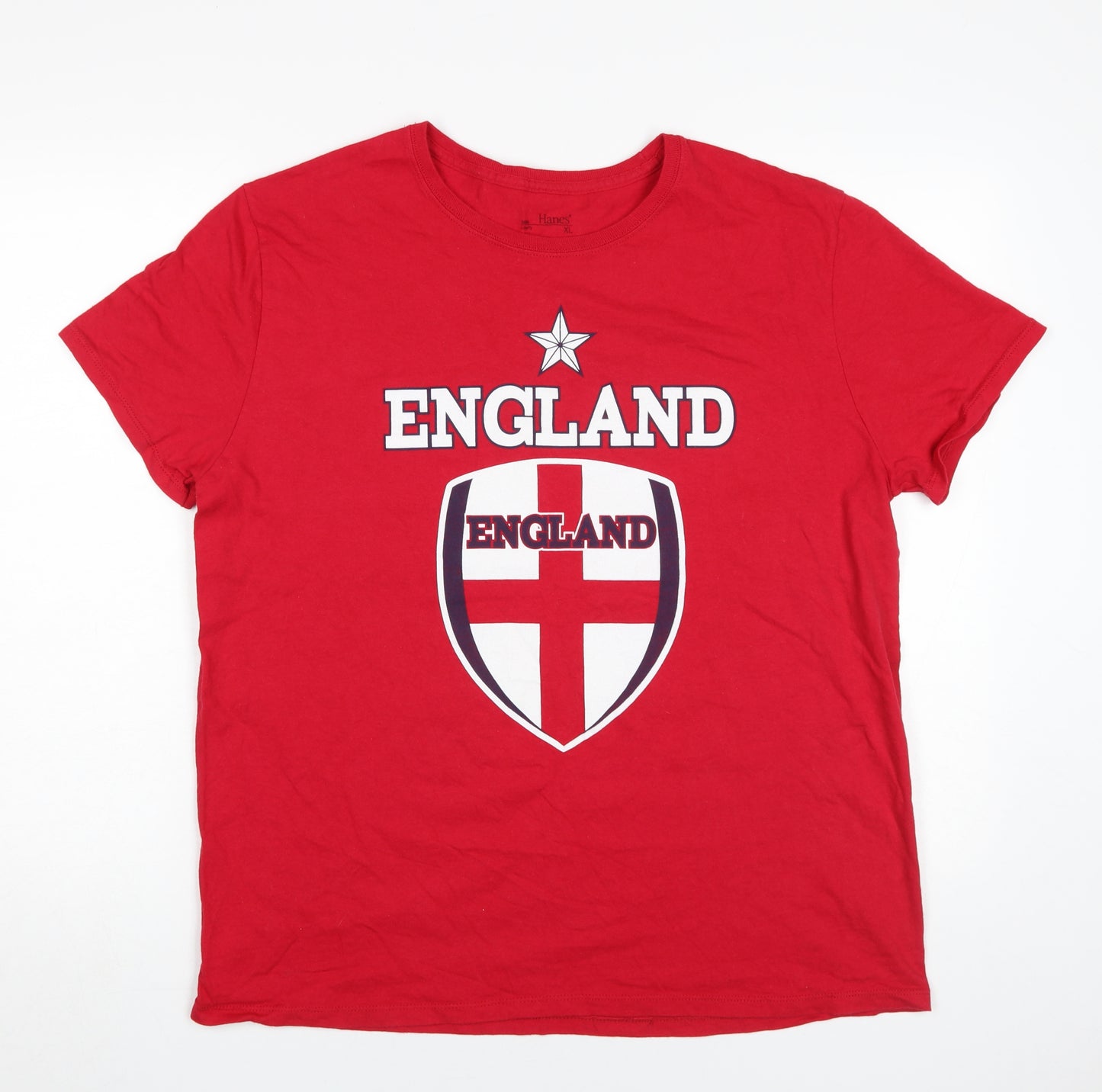Hanes Men's Red England Graphic T-Shirt, XL, Cotton