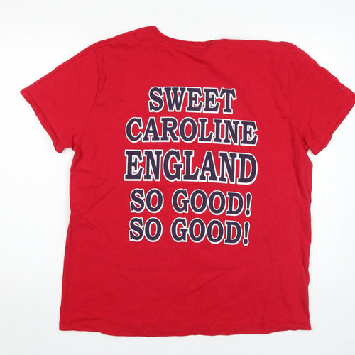 Hanes Men's Red England Graphic T-Shirt, XL, Cotton