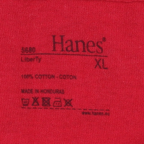 Hanes Men's Red England Graphic T-Shirt, XL, Cotton