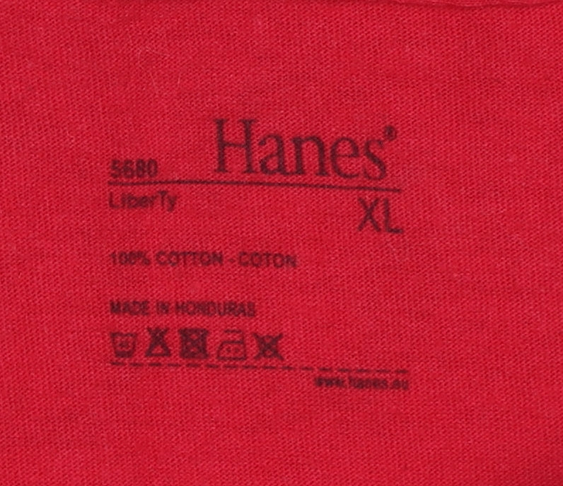 Hanes Men's Red England Graphic T-Shirt, XL, Cotton