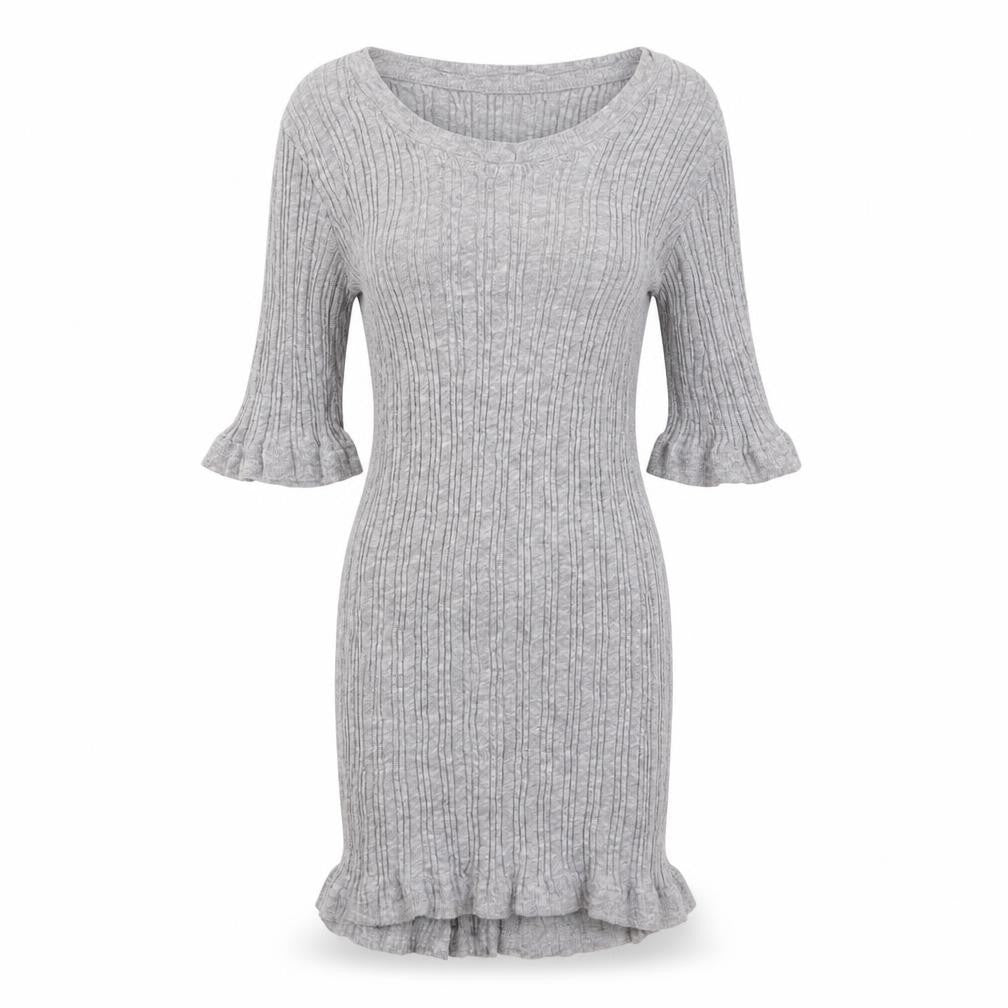 Front view of Brave Soul Women's Grey Ribbed Knit Tunic, M