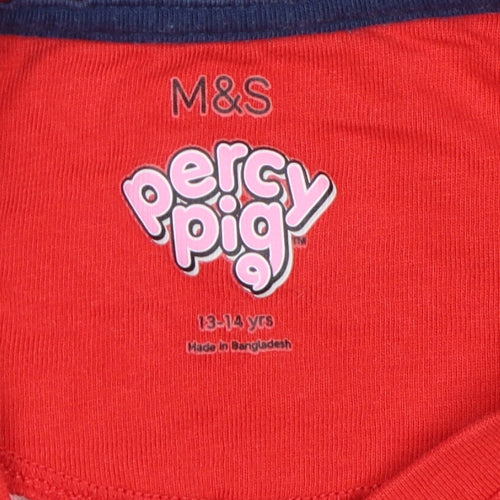 Marks and Spencer Girls Red Percy Pig Pyjama Top 13-14 Years