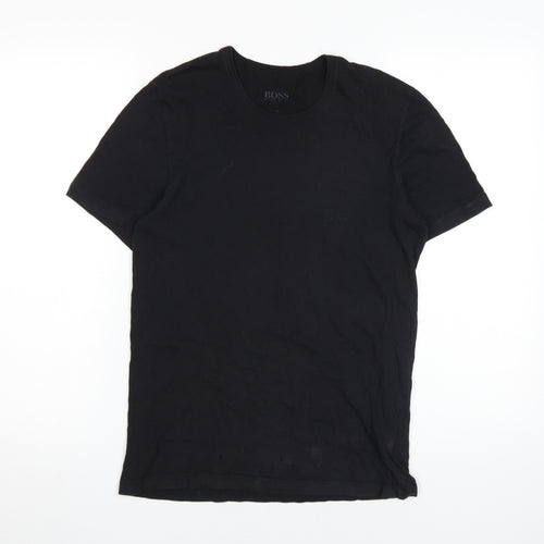 Hugo Boss Men's Black Cotton T-Shirt, Size S, Short Sleeve