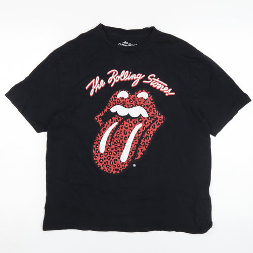 Pull & Bear Unisex Black Rolling Stones T-Shirt M