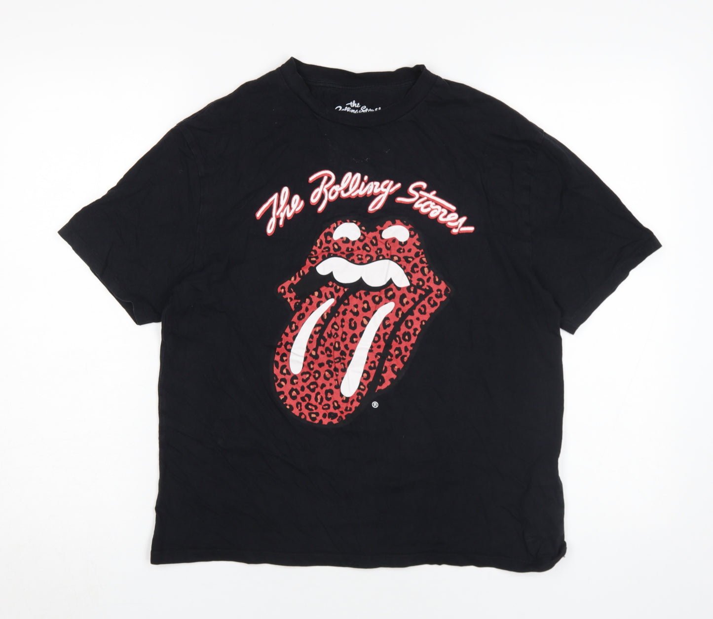 Pull & Bear Unisex Black Rolling Stones T-Shirt M