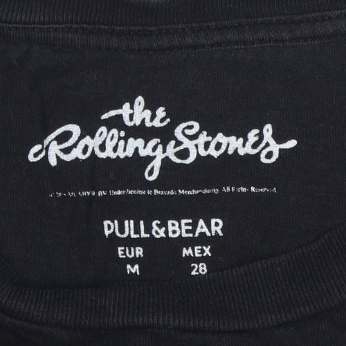 Pull & Bear Unisex Black Rolling Stones T-Shirt M
