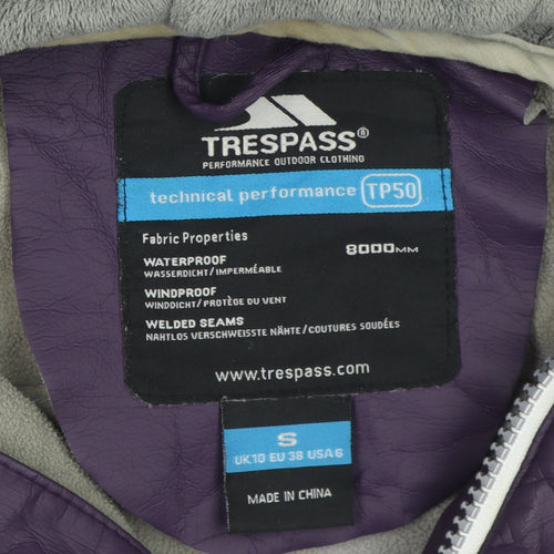 Trespass Women's Purple Waterproof Parka Jacket Size 10