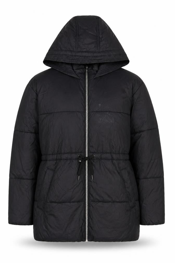 Front view of Vero Moda Women's Black Hooded Puffer Jacket, size 8