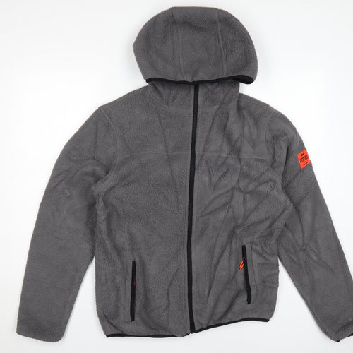 Crosshatch Men's Grey Hooded Fleece Jacket Small