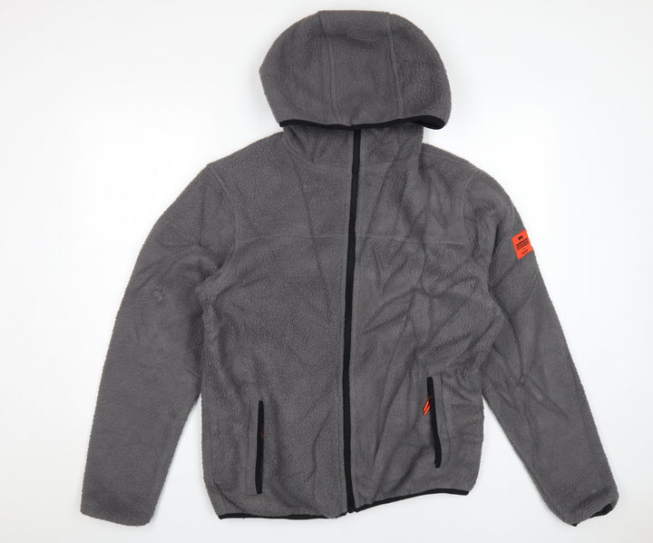 Crosshatch Men's Grey Hooded Fleece Jacket Small