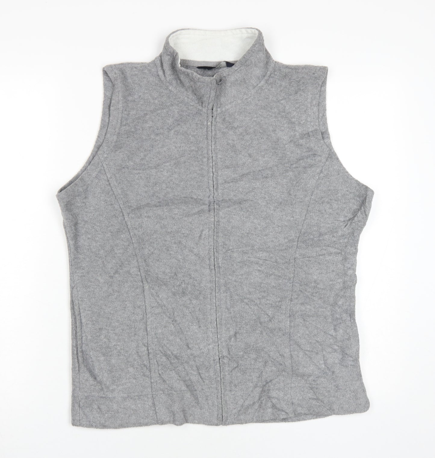 ISLE ESSENTIALS Grey Waistcoat, Women's M, Full Zip