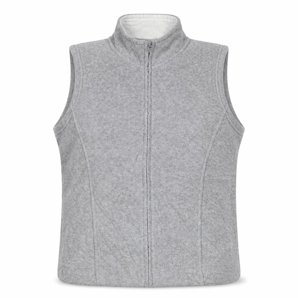 Front view of ISLE ESSENTIALS Grey Waistcoat, Women's M, Full Zip
