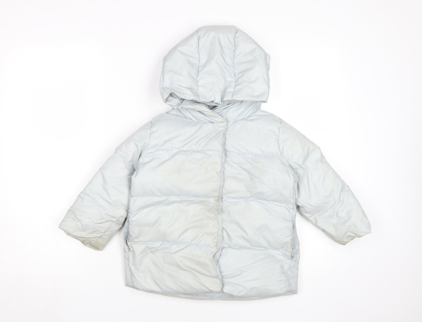 Zara Girls White Puffer Jacket 4-5 Years Winter Hooded