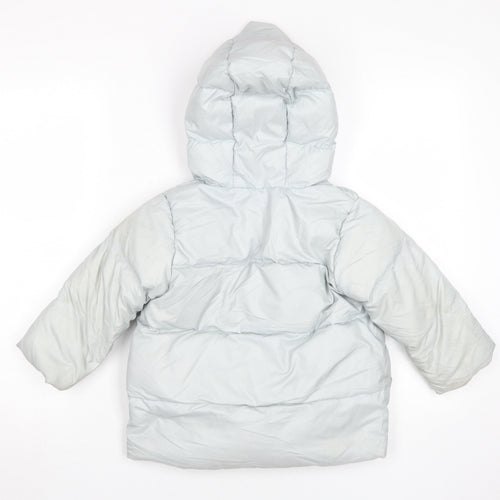 Zara Girls White Puffer Jacket 4-5 Years Winter Hooded