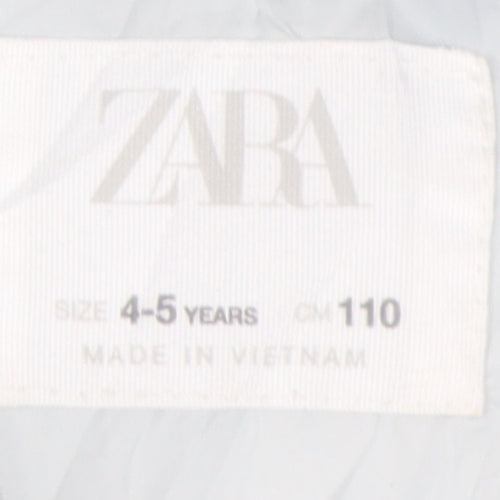 Zara Girls White Puffer Jacket 4-5 Years Winter Hooded