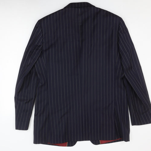 Howick Men's Blue Striped Classic Fit Wool Blazer 44L