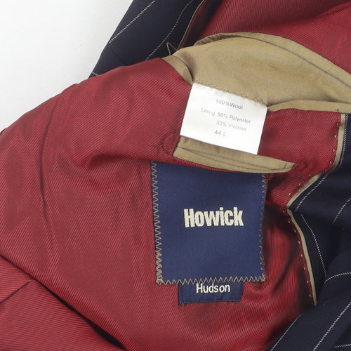 Howick Men's Blue Striped Classic Fit Wool Blazer 44L