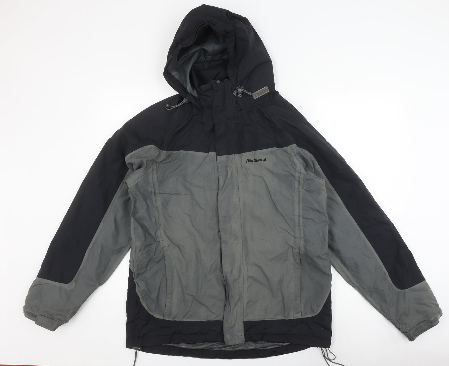 Peter Storm Men's Black Grey Hooded Rain Coat S