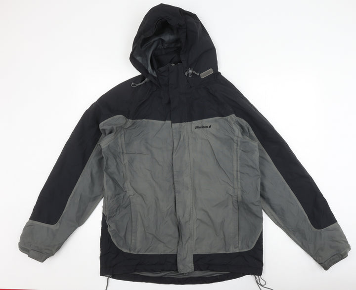 Peter Storm Men's Black Grey Hooded Rain Coat S