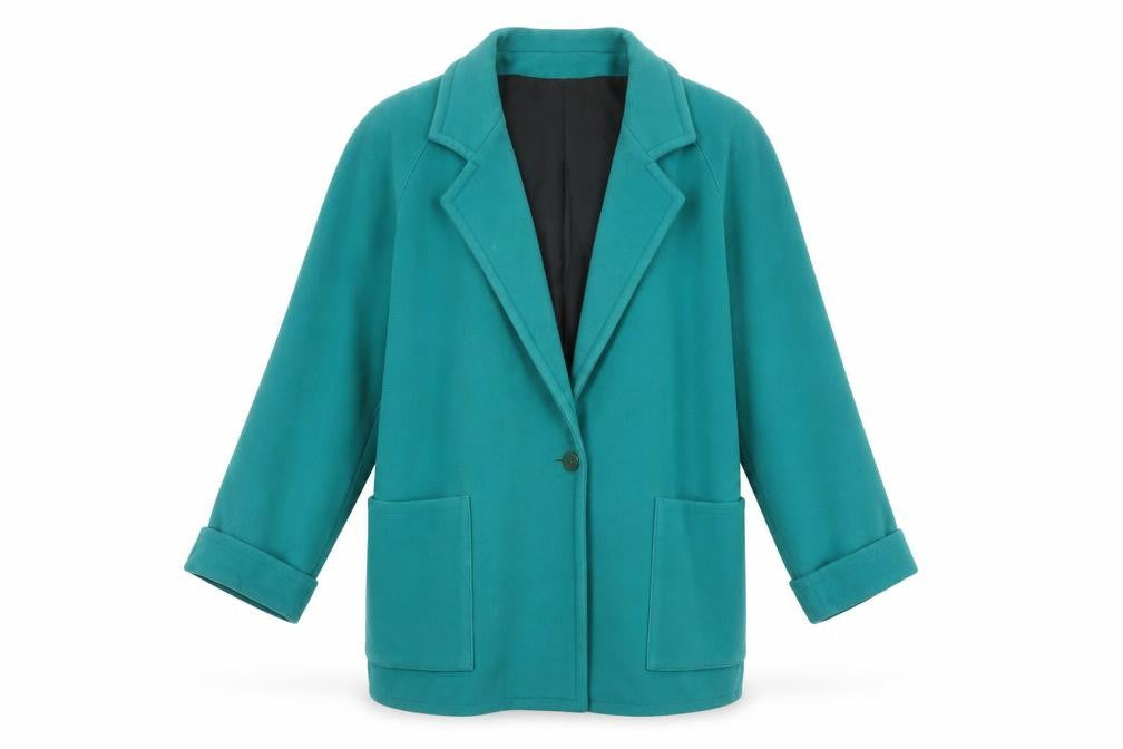 Front view of Rodier Women's Green Wool Cashmere Mid-Length Coat