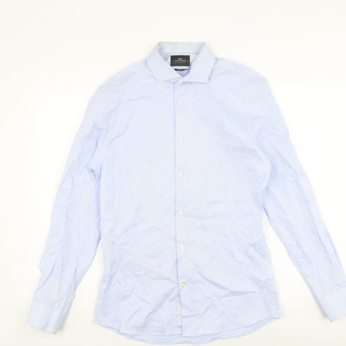 Moss London Men's Slim Fit Blue Shirt