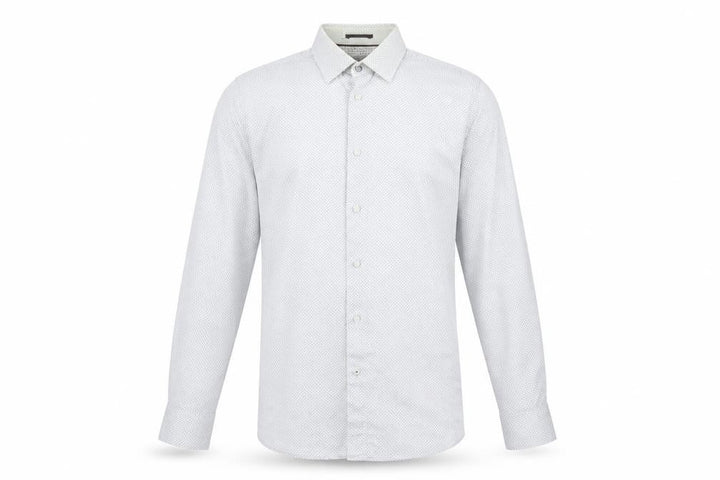 Ted Baker Men's White Geometric Long Sleeve Shirt M