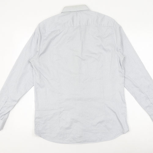 Ted Baker Men's White Geometric Long Sleeve Shirt M