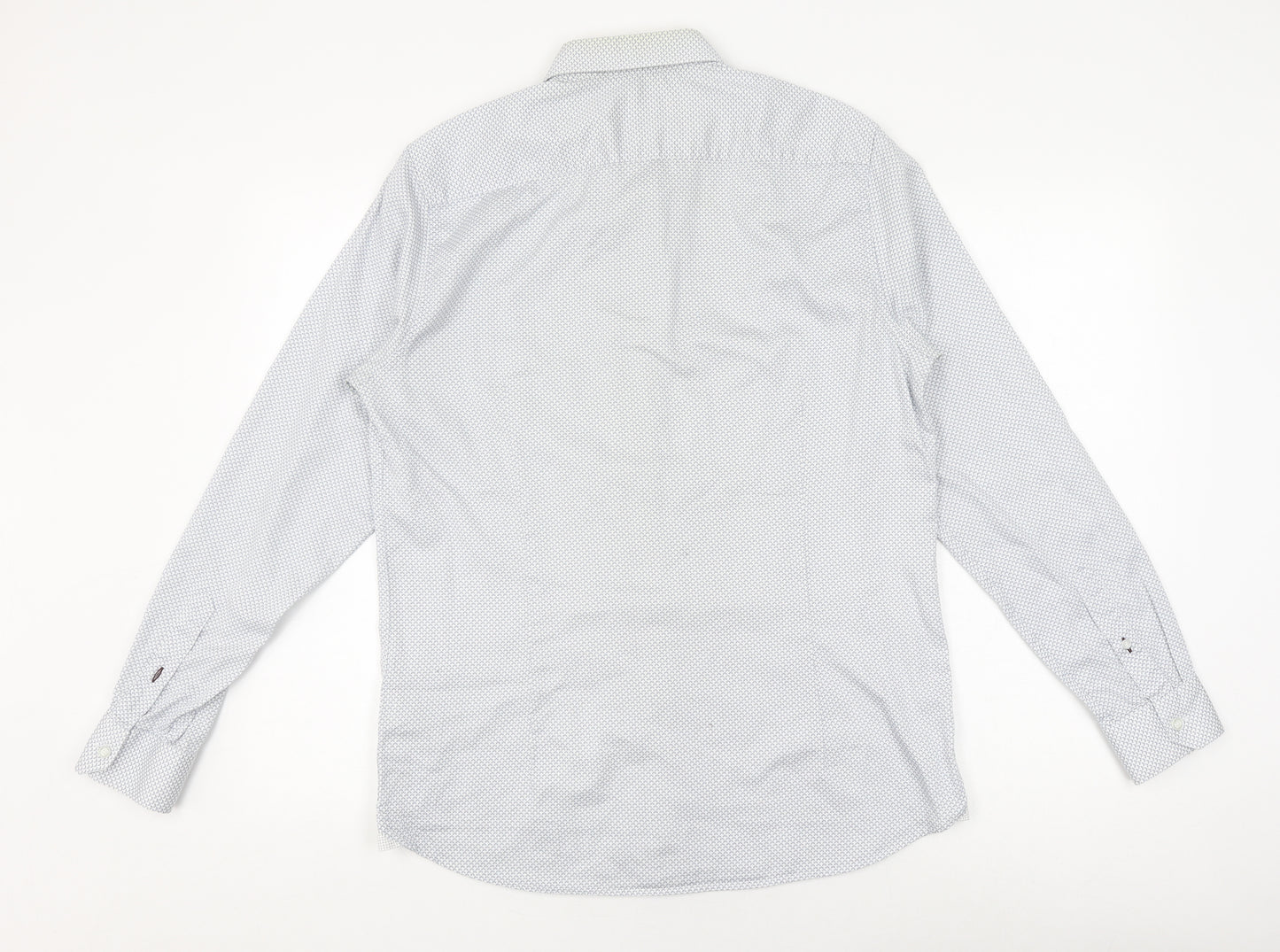 Ted Baker Men's White Geometric Long Sleeve Shirt M