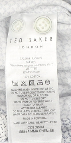 Ted Baker Men's White Geometric Long Sleeve Shirt M