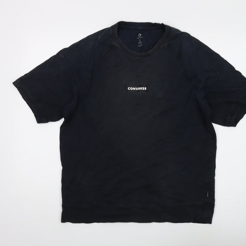 Converse Men's Black Cotton Logo T-Shirt - Size S