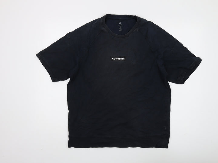 Converse Men's Black Cotton Logo T-Shirt - Size S