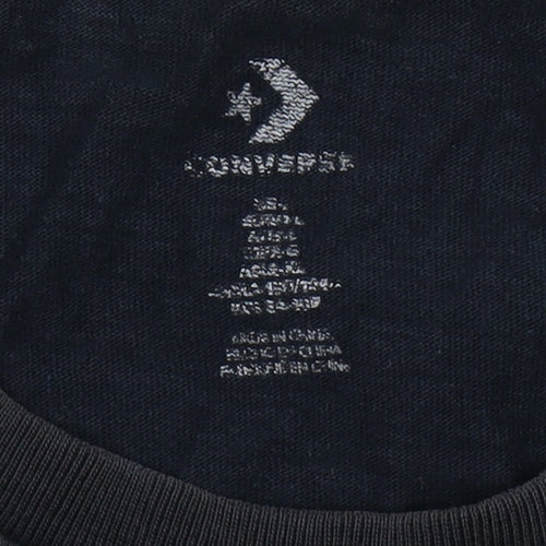 Converse Men's Black Cotton Logo T-Shirt - Size S