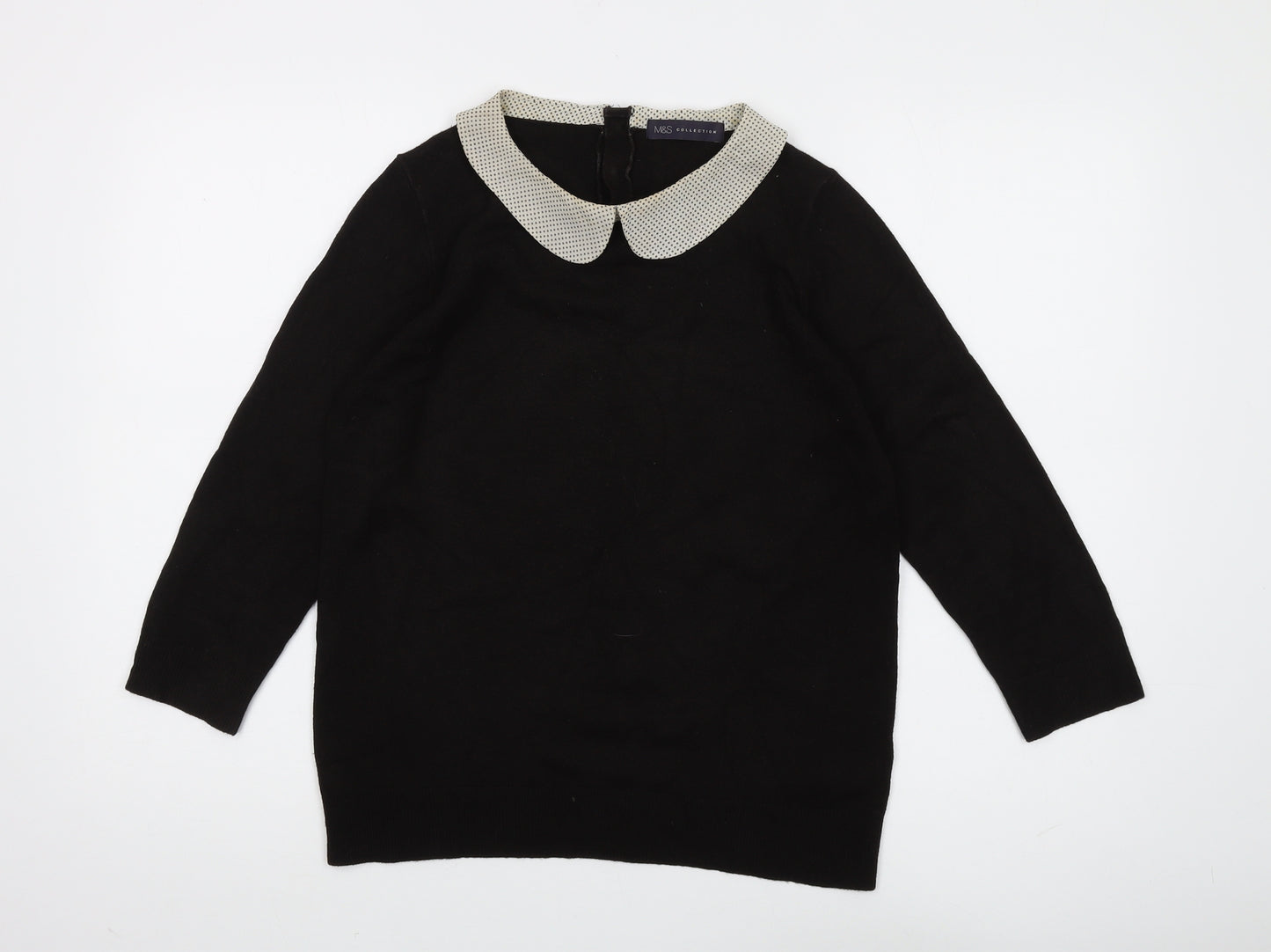 Marks and Spencer Women's Black Collared Pullover, Size 12
