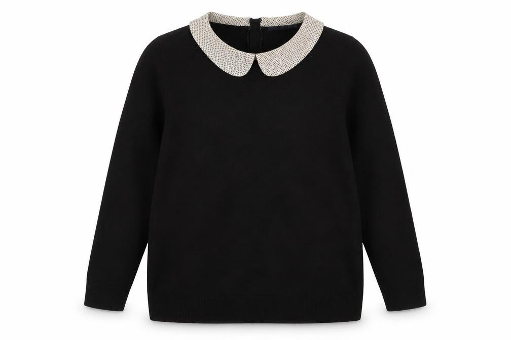 Front view of Marks & Spencer Women's Black Collared Pullover, size 12