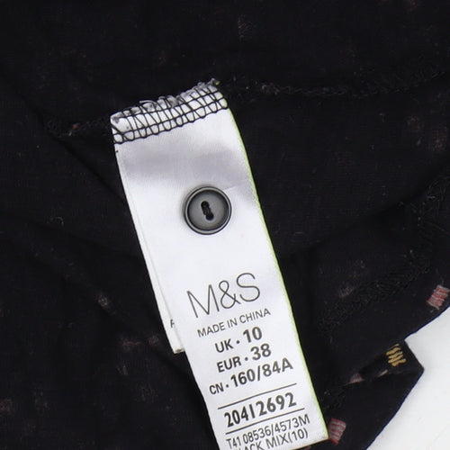 Marks and Spencer Women's Black Floral Blouse 10