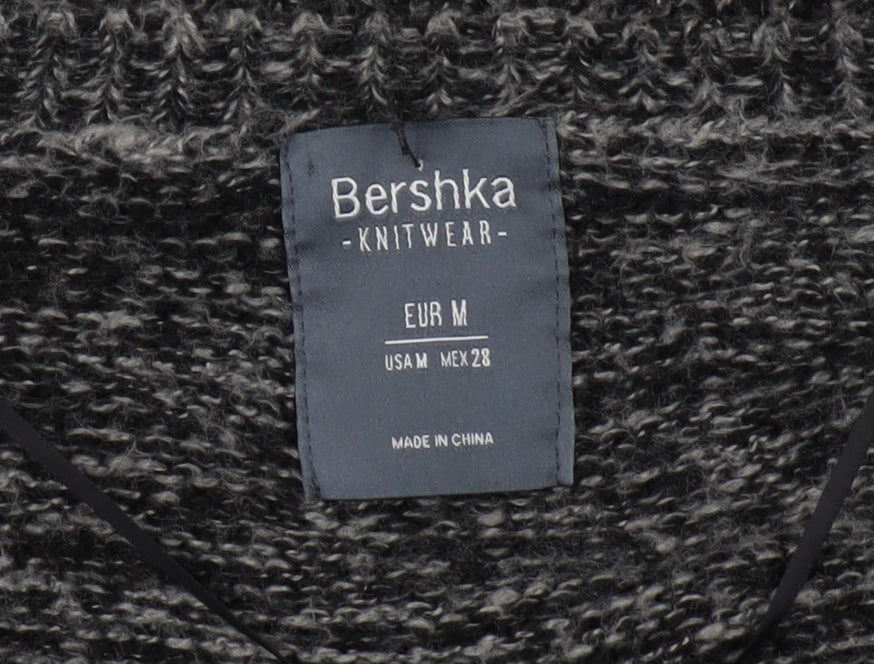 Bershka Women's Black Cardigan M Open-Knit V-Neck