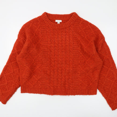 Topshop Women's Red Crew Neck Pullover Jumper - M