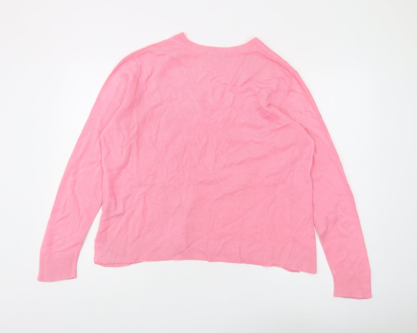 Marks and Spencer Women's Pink V-Neck Pullover Jumper Size 18