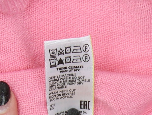 Marks and Spencer Women's Pink V-Neck Pullover Jumper Size 18