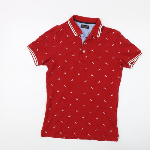 Zara Man Red Polo for Men, Size S, Short Sleeve, Cotton