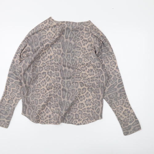 QED London Women's Beige Animal Print Jumper, Size S