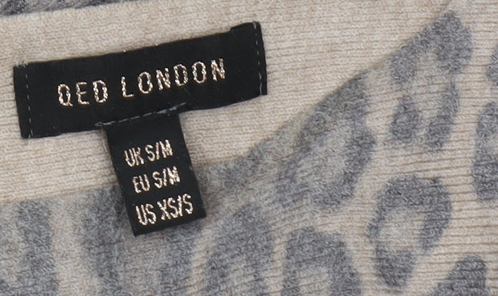 QED London Women's Beige Animal Print Jumper, Size S