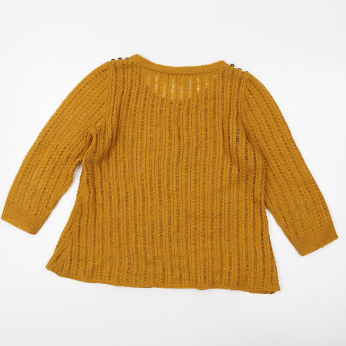 Next Women's Yellow Open-Knit Pullover Jumper