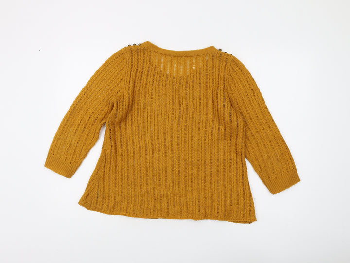 Next Women's Yellow Open-Knit Pullover Jumper