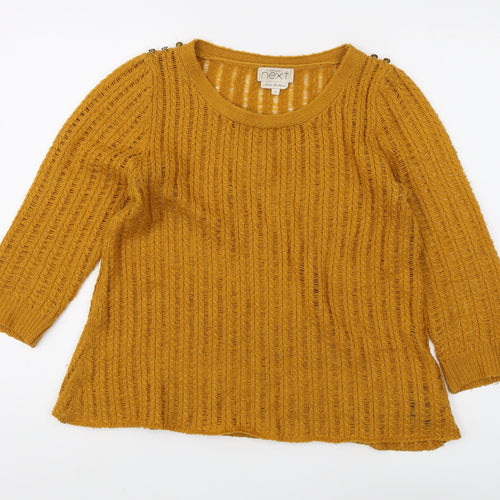 Next Women's Yellow Open-Knit Pullover Jumper